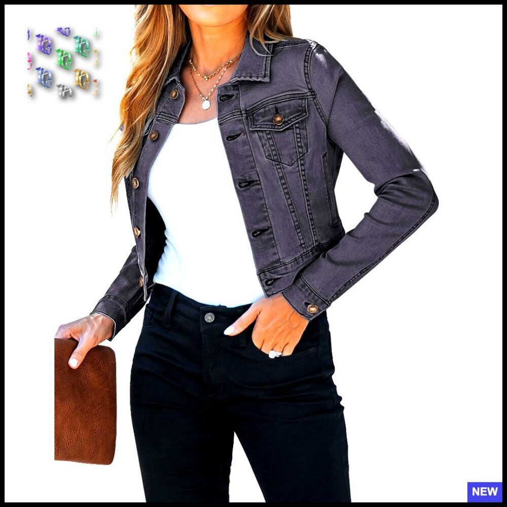 Cropped Denim Jacket Lightweight Stretchy Fitted Shacket Modern Y2K Chic